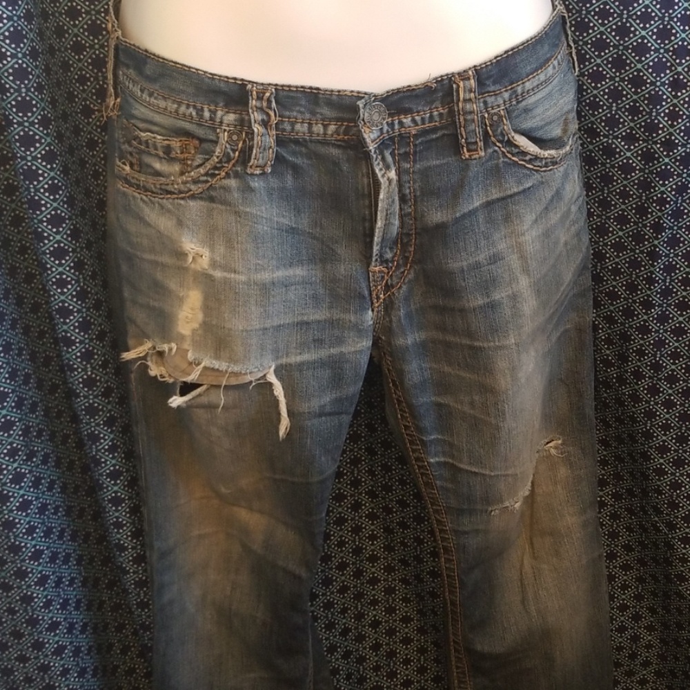 Distress mens silver nash heritage Jean's 34×32